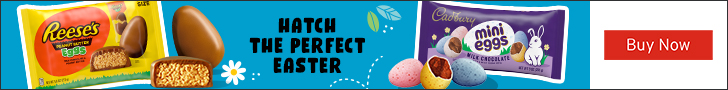 Advertisement for Hershey Company: Hatch the perfect easter. Buy Now.