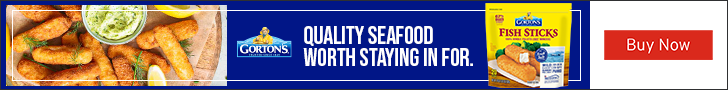 Advertisement for US Nippon Meat Packers - Gortons. QUALITY SEAFOOD WORTH STAYING IN FOR. Buy Now