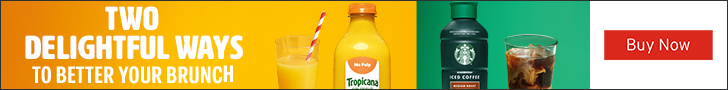 Advertisement for Tropicana. TWO DELIGHTFUL WAYS, TO BETTER YOUR BRUNCH. Buy Now.