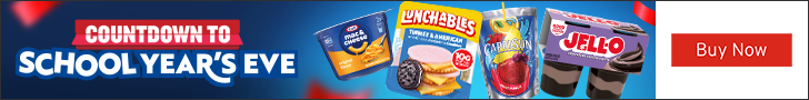 Advertisement for The Kraft Heinz Company. COUNTDOWN TO SCHOOL YEAR'S EVE. Buy Now.