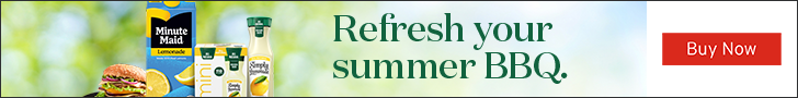 Advertisement for COCA COLA. Refresh your summer BBQ. Buy Now.