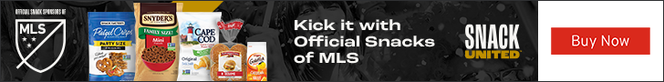 Advertisement for Campbells. Kick it with Official Snacks of MLS. SNACK UNITED. Buy Now