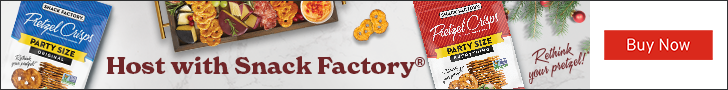 Advertisement for Campbells: Host with Snack Factory®. Rethink your pretzel! Buy Now.