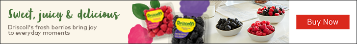 Advertisement for Driscoll's Inc. Sweet, juicy & delicious. Driscoll's fresh berries bring joy to everyday moments.