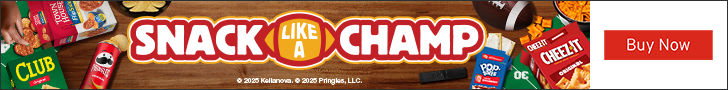 Advertisement for Kellanova. SNACK LIKE A CHAMP. Buy Now.