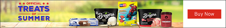 Advertisement for Unilever. OFFICIAL TREATS OF SUMMER. Buy Now.