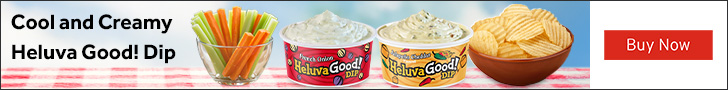 Advertisement for HP Hood. Cool and creamy Heluva Good! Dip. Buy Now.