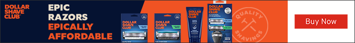 Advertisement for Unilever. DOLLAR SHAVE CLUB. EPIC RAZORS. EPICALLY AFFORDABLE. Buy Now