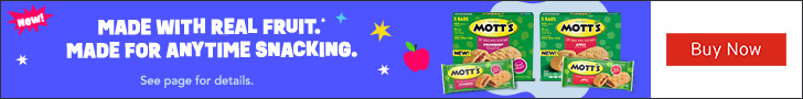 Advertisement for General Mills. New! MADE WITH REAL FRUIT. MADE FOR ANYTIME SNACKING. See page for details. Buy Now.