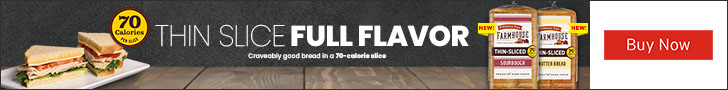 Advertisement for Campbell Soup. THIN SLICE. FULL FLAVOR. Buy Now.