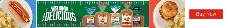 Advertisement for Campbell Soup Company. FIRST DOWN AND DELICIOUS. Buy Now.
