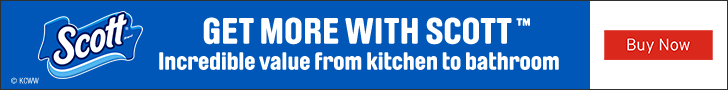 Advertisement for Kimberly Clark. Scott. GET MORE WITH SCOTT™. Incredible value from kitchen to bathroom. Buy Now.