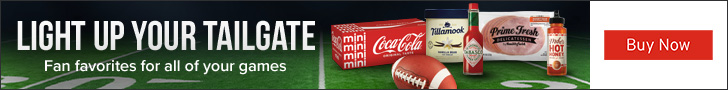 Advertisement for Tillamook County Creamery Association. LIGHT UP YOUR TAILGATE. Fan favorites for all of your games. Buy Now.