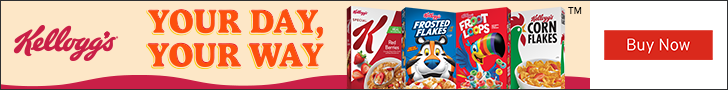 Advertisement for Kellogg's. Your Day, Your Way. Buy Now.