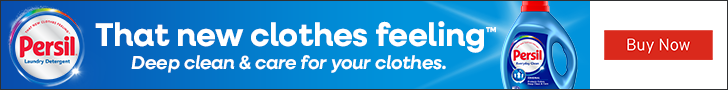 Advertisement for Persil. That new clothes feeling. Deep clean and care for your clothes. Buy Now