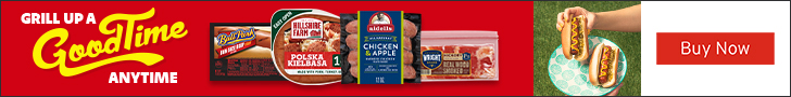 Advertisement for Tyson. GRILL UP A GOODTIME ANYTIME. Buy Now.