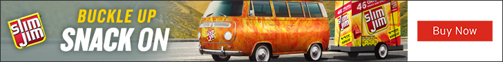Advertisement for Conagra. Slim Jim. BUCKLE UP SNACK ON. Buy Now.