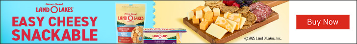 Advertisement for LandOLakes. LAND O LAKES. EASY CHEESY SNACKABLE. Buy Now.