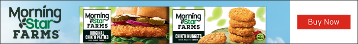 Advertisement for Kellanova. MorningStar Farms®. Buy Now.