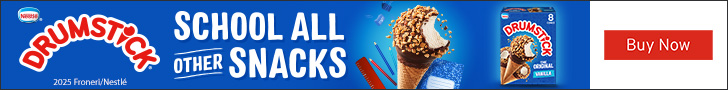 Advertisement for Dreyer's Grand Ice Cream. DRUMSTICK. SCHOOL ALL OTHER SNACKS. Buy Now.