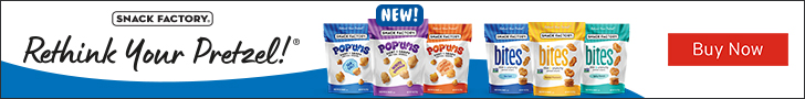 Advertisement for Campbell. Snack factory. Rethink your Pretzel! Buy Now