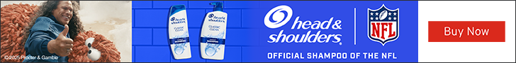Advertisement for Procter & Gamble. head&shoulders. OFFICIAL SHAMPOO OF THE NFL. Buy Now.